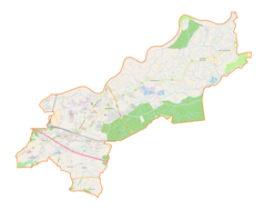 Mapa konturowa gminy Niepołomice, w centrum znajduje się punkt z opisem „Niepołomice”