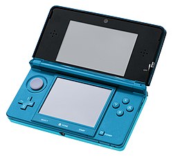 Aqua Blue Nintendo 3DS nyitott állapotban