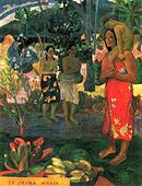 Ia Orana Maria (Te salutăm, Maria); de Paul Gauguin; 1891; ulei pe pânză; 114 × 89 cm; Muzeul Metropolitan de Artă (New York City)