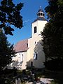 Kirche (mit Ausstattung), Kirchhof mit Einfriedung, Kirchhofstor und Treppe sowie Grabmal Trebst