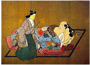 Three Samurai, The Flowered Robe by Miyagawa Chōshun (1683–1753) among the few ukiyo-e artists to have never created woodblock prints.