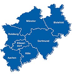 Die sieben Niederlassungsgebiete des BLB NRW