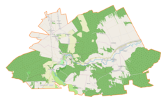 Mapa konturowa gminy Bałtów, po prawej nieco na dole znajduje się punkt z opisem „Wólka Pętkowska”