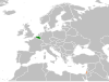 Location map for Belgium and Palestine.