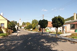 View towards the Church of Saint Giles