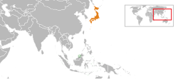 Map indicating locations of Brunei and Japan