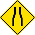 PF-1a Road narrows ahead on both sides