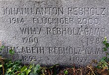 Willy Rebholz-Gamp (1900–1982). Johann Anton Rebholz-Flückinger (1914–2000) Familiengrab Rebholz-Gabele-Flückinger-Gamp-Vasquez-Rodriguez, Wolfgottesacker in Basel