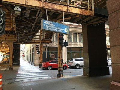 Sign for LaSalle Street Station near LaSalle/Van Buren on the Chicago "L" Loop