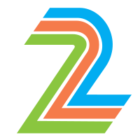 Numeral "2", made up from three lines in green red and blue respectively