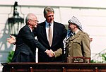 Bill Clinton, Jitzchak Rabin und Yasser Arafat