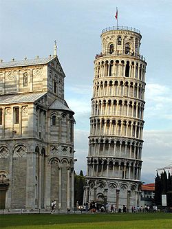 Pisa'nın dünyaca ünlü görünümü Pisa kulesinin görünümü
