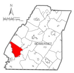 Location of Turkeyfoot Township in Somerset County, Pennsylvania