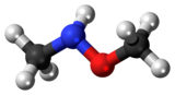 Ball-and-stick model of the N,O-dimethylhydroxylamine molecule