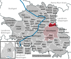 Elhelyezkedése Baden-Württemberg térképén