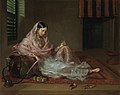 Image 27Muslin is a cotton fabric of plain weave made in a wide range of weights from delicate sheers to coarse sheeting. Early muslin was hand woven of uncommonly delicate handspun yarn, especially in the region around Dhaka, Bengal (now Bangladesh). The picture depicts an 18th-century woman in Dhaka clad in fine Bengali muslin. Photo Credit: Francesco Renaldi