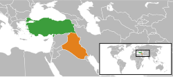 Haritada gösterilen yerlerde Turkey ve Iraq