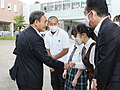 福島県立ふたば未来学園中学校・高等学校で懇談する菅総理９