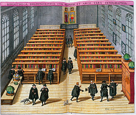 Universiteitsbibliotheek in 1610 (prent van Woudanus)