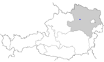 Map of Austria, position of Aggsbach highlighted