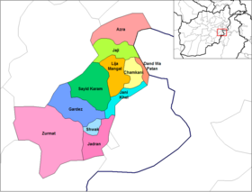 Dand Aw Patan District in orange color in the northeast