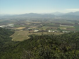 Panoramablick auf das Cachapoal-Tal in der Gemeinde Pichidegua