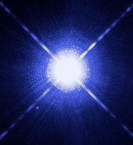 Sirius B, bottom left, is a white dwarf star.