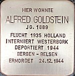 Stolperstein für Alfred Goldstein (Bogenstraße 73)