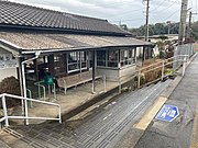 Station building viewed from platform side