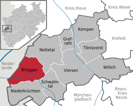 Kaart van Brüggen Bruggen