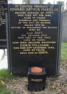 Edward Arthur Hardy's headstone, Weaste cemetery