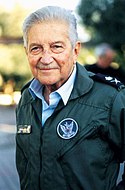 Ezer Weizman (1924–2005), former commander of Ramat David, the IAF and president of Israel