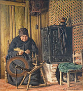 Alte Frau am Spinnrad (1866)