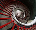 Art Deco-style spiral stairs