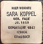 Stolperstein für Sara Koppel (Uerdinger Straße 109)