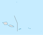 Mapa konturowa Samoa Amerykańskiego, na dole znajduje się punkt z opisem „Tafuna”