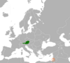 Location map for Austria and Palestine.