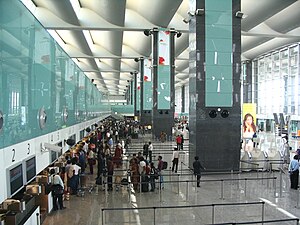 Check-in counters in the main hall