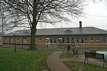 Image of a single story brick railroad passenger and freight depot