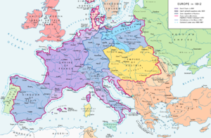 1812'de Avrupa haritası.