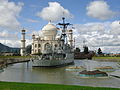 Caribbean Sea, with the replica of Taj Mahal in the background