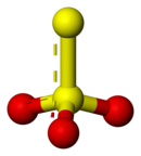 Modello 3D a sfere dell'anione tiosolfato