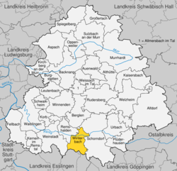 Elhelyezkedése Baden-Württemberg térképén