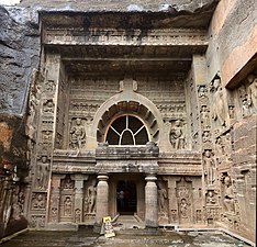 Cave 19 of the Ajanta Caves, Maharashtra, a chaitya hall, and also an example of Indian rock-cut architecture, unknown architect, 5th-century