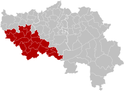 Location of the arrondissement in Liège Province