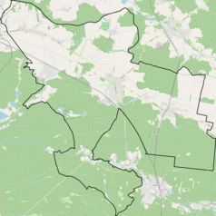 Mapa konturowa gminy Koszęcin, u góry nieco na prawo znajduje się punkt z opisem „Radiowe Centrum Nadawcze Koszęcin”