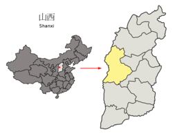 Location of Lüliang City jurisdiction in Shanxi