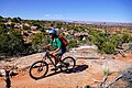 Wyoming Catholic student mountain biking in Utah