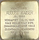 Stolperstein für August Kaiser