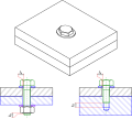 Durchgangsbohrung (Links) und Sackloch (rechts, unteres Bauteil)